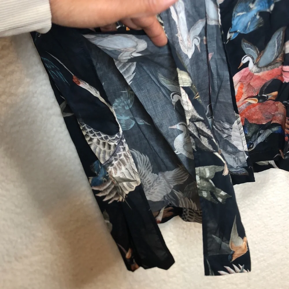 Valle O Valle Unisex Kimono Navy Bird Pattern ONE SIZE